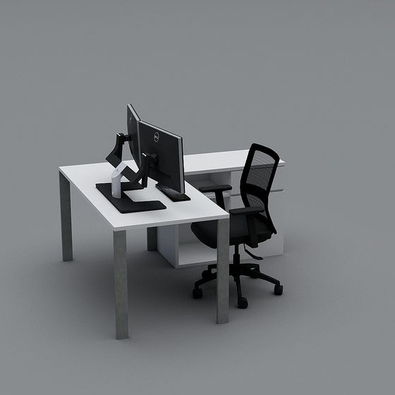 Modern Minimalist Office Desk 3D model