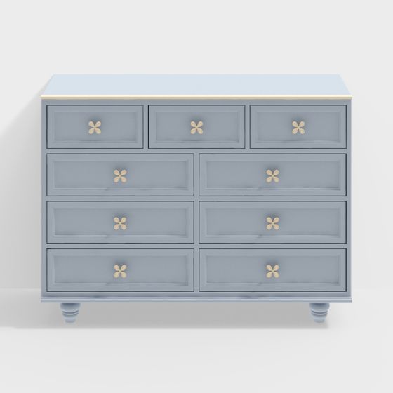 Stylish Vintage Gray Drawer Cabinet 3D model for Modern Spaces