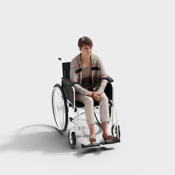 Realistic Low-Poly Wheelchair 3D Model