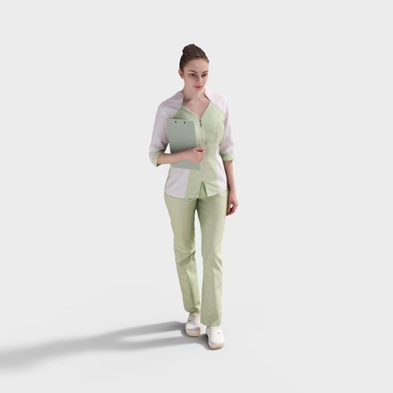 Nữ nhân viên y tế màu lục lam hiện đại