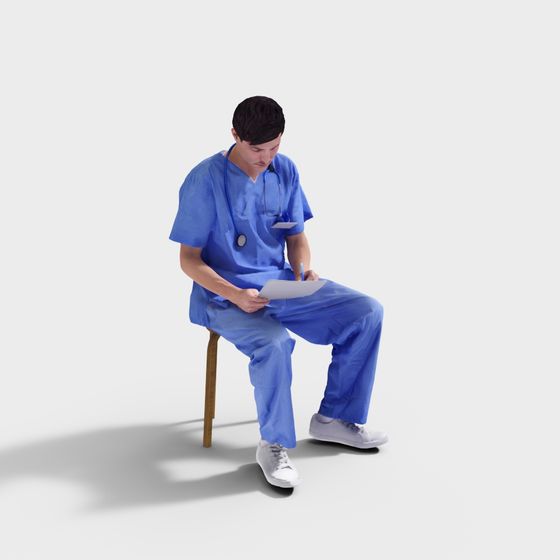 Moderner blauer bekleideter männlicher Arzt