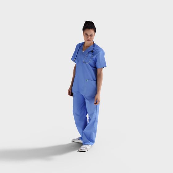 Realistic Nurse 3D Model for Medical Projects
