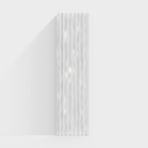 Modern white vertical wall panel with textured surface on white background