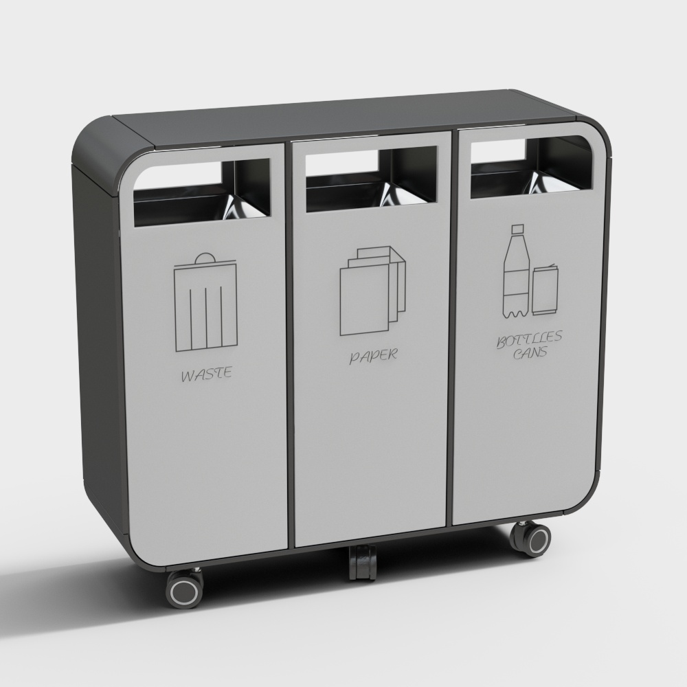 Cestino Combinato Moderno con Ruote