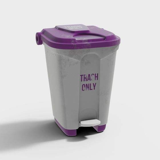 Sleek Gray and Purple Trash Can 3D model