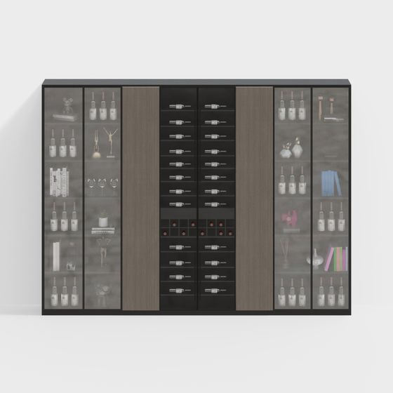 Elegant Low-Poly Bar Cabinet 3D model