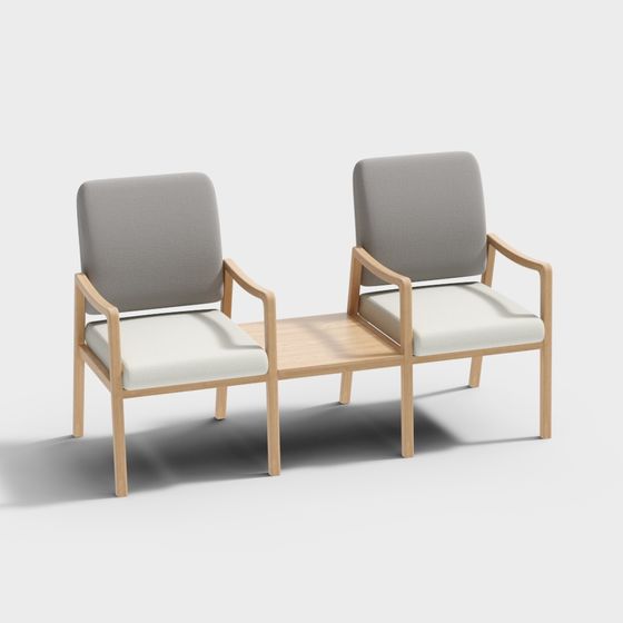 Dual Armchair 3D Model - Modern Minimalist Design