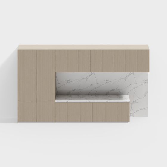 Marble and Wood Grain Sideboard 3D model