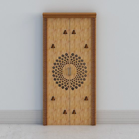 Artistic Wooden Double Door 3D model