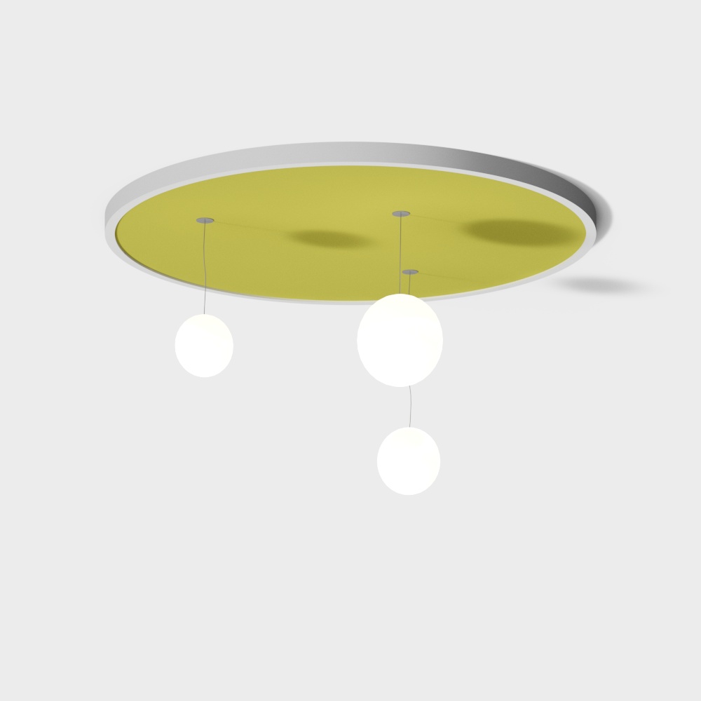 Modern yellow disc ceiling chandelier