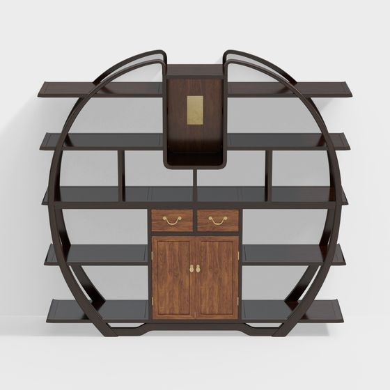 Elegant Round Arch Bookshelf 3D model