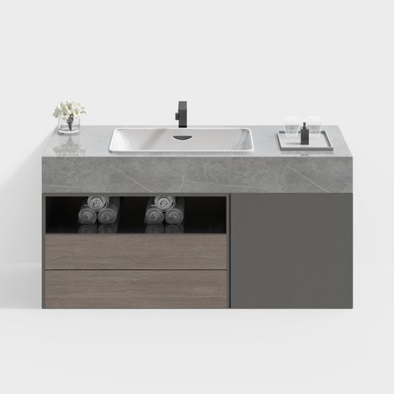 Contemporary Minimalist Bathroom Vanity 3D model