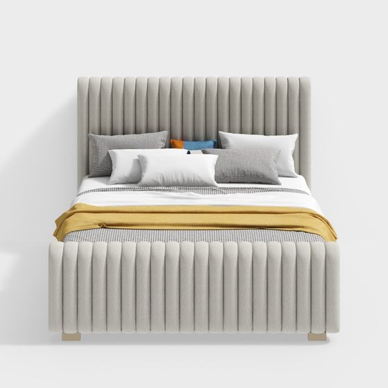 Chic Upholstered Bed 3D model
