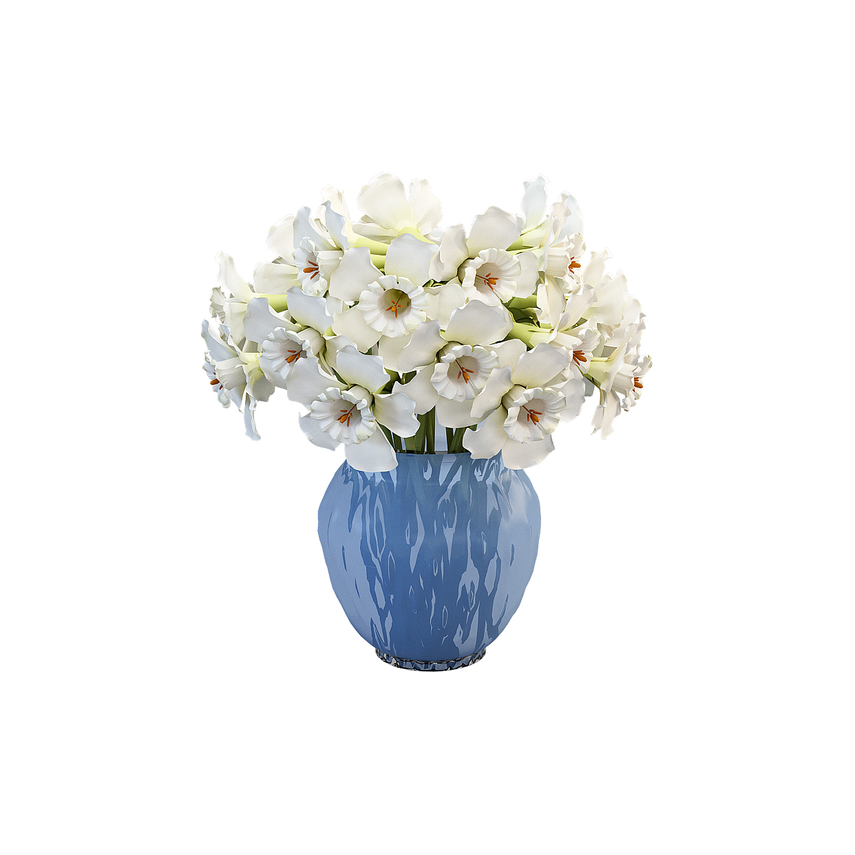 Elegant Low-Poly Vase with Lily Bouquet 3D Model