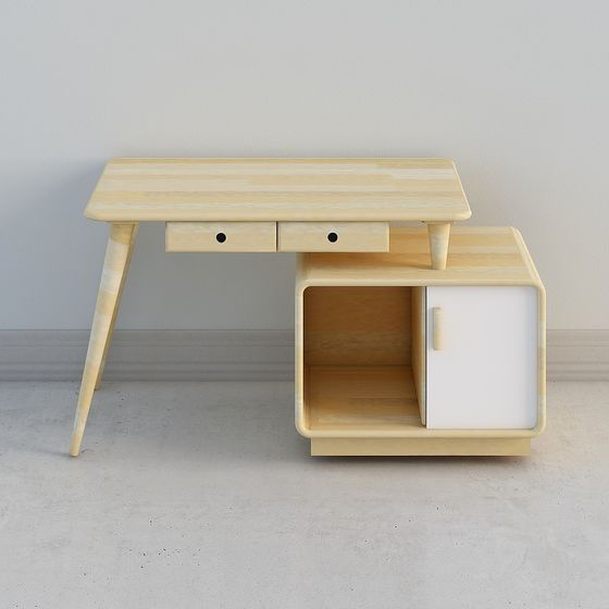 Elegant Wooden Desk 3D model for Creative Spaces
