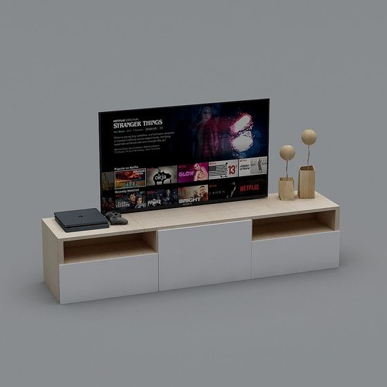 Stylish Low-Poly TV Cabinet 3D model for Modern Spaces