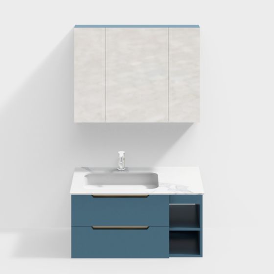 Stylish Blue Bathroom Cabinet 3D model for Modern Spaces