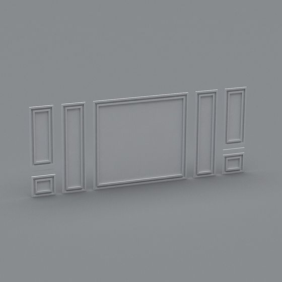 Classic white wall panel set with large center and side pieces on grey background