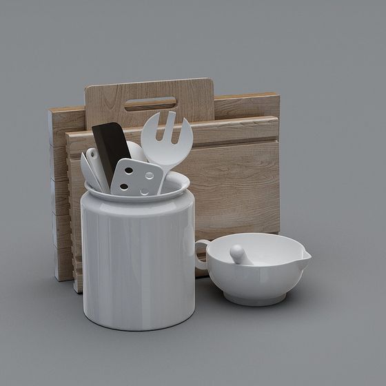 Black Kitchen Accessories 3D Model for Culinary Spaces