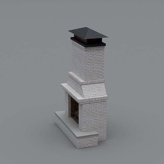 Warm Brick Fireplace 3D model for Cozy Interiors