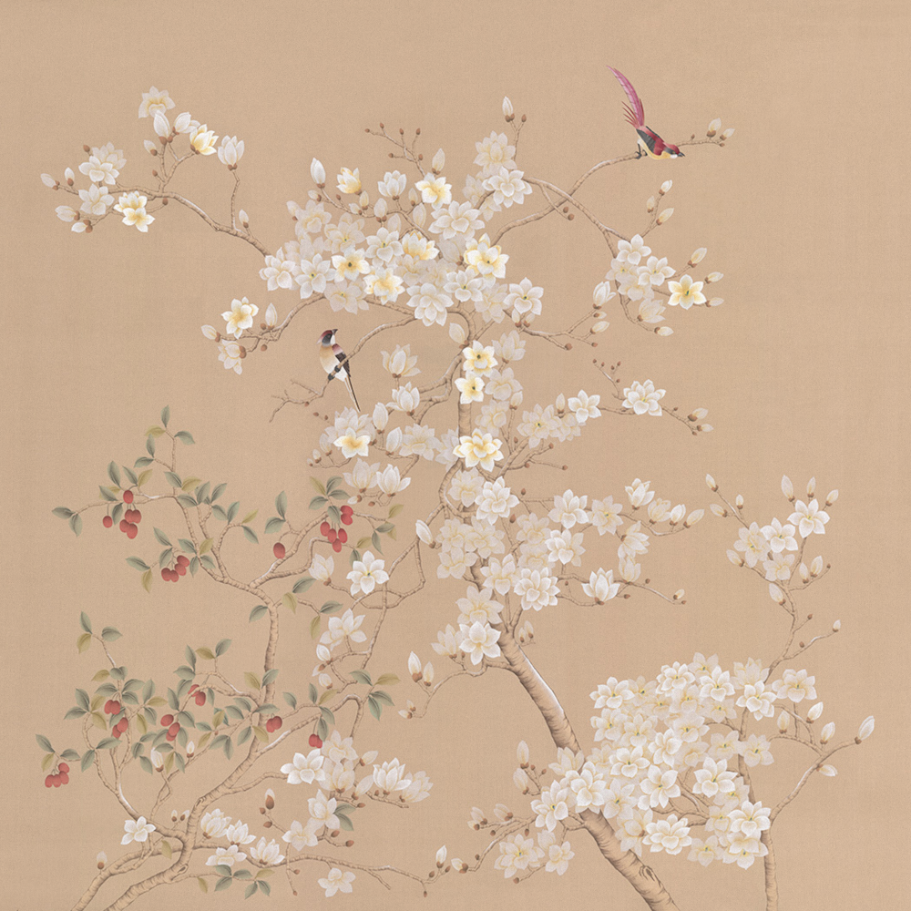 Beetle Inca embroidery-wallpaper wall covering