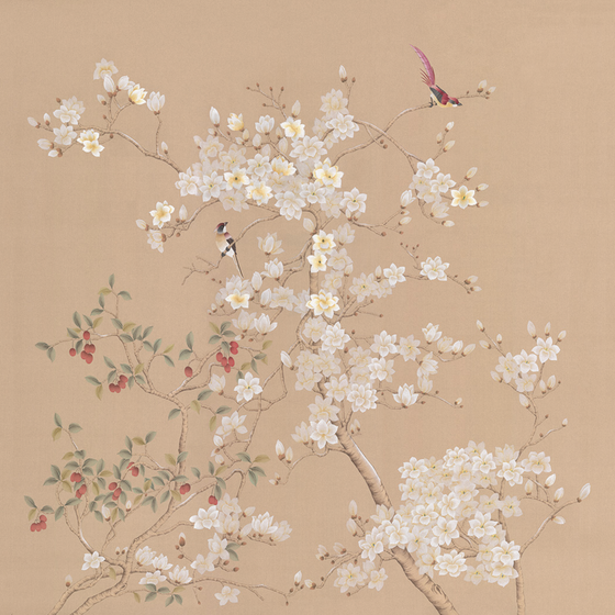 Beetle Inca embroidery-wallpaper wall covering