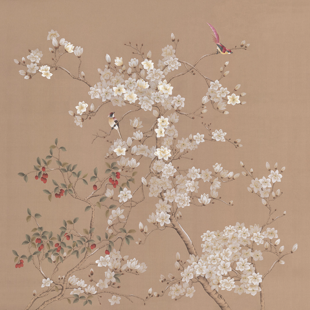 Beetle Inca embroidery-wallpaper wall covering