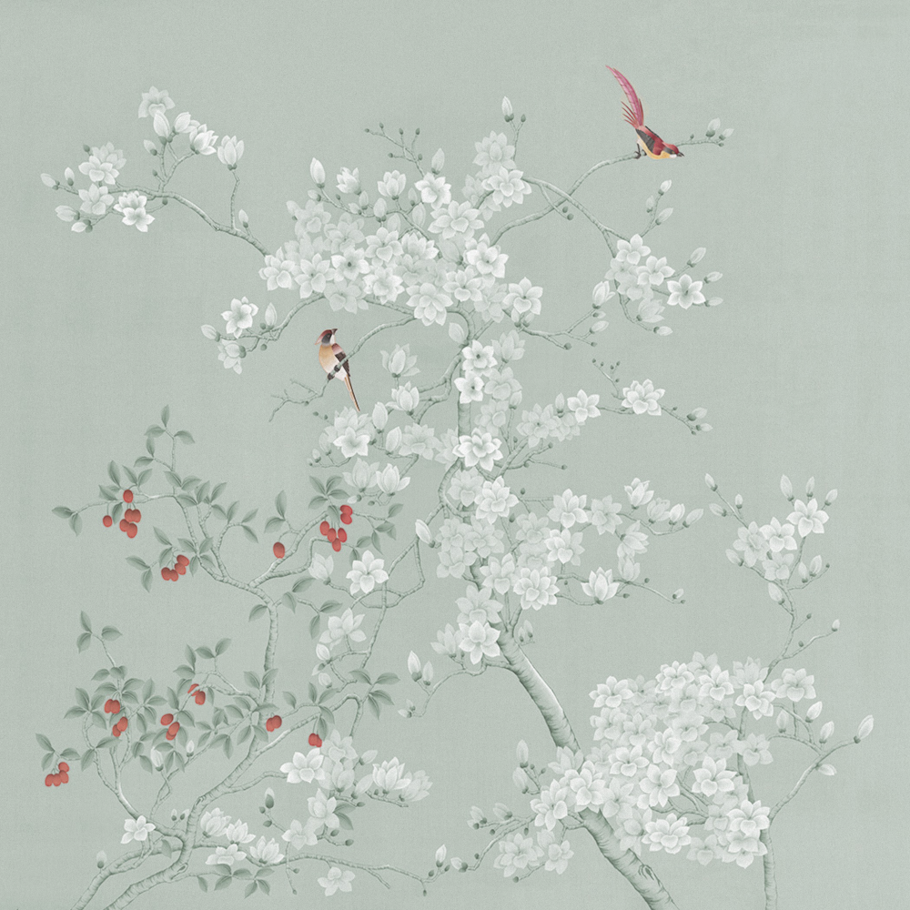 Beetle Inca embroidery-wallpaper wall covering