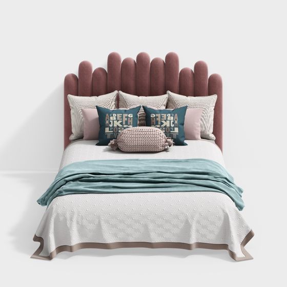 Chic Velvet Headboard 3D model