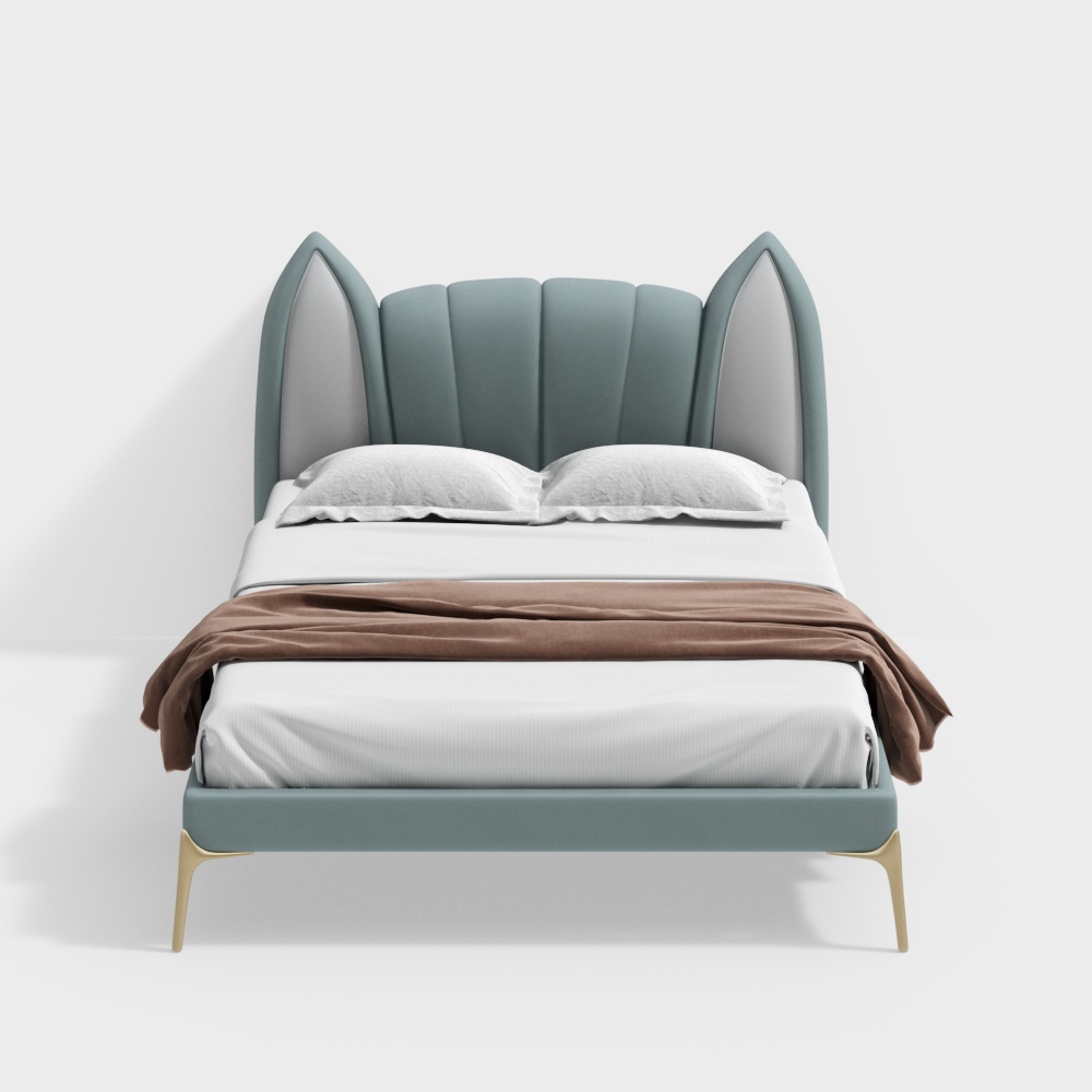 Chic Wing Bed 3D Model – Elegant Modern Design