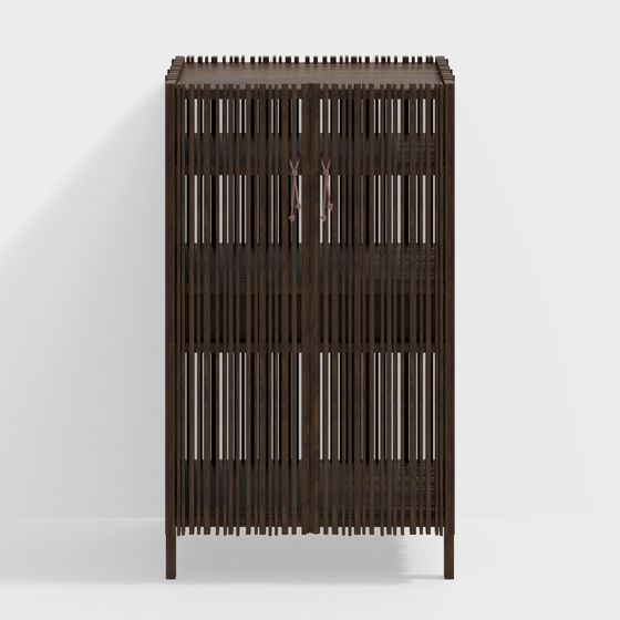 Stylish Wooden Partition Cabinet 3D model