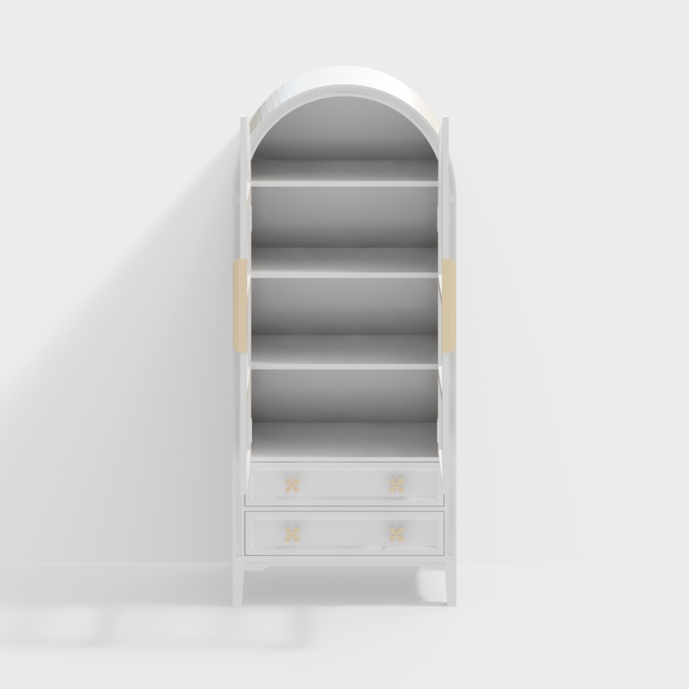 ตู้หนังสือ PACB1356-AU 【ขาว】 Audrey ประตูโค้ง (เปิด)