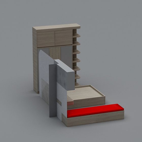 Chic Minimalist Entryway Cabinet 3D model