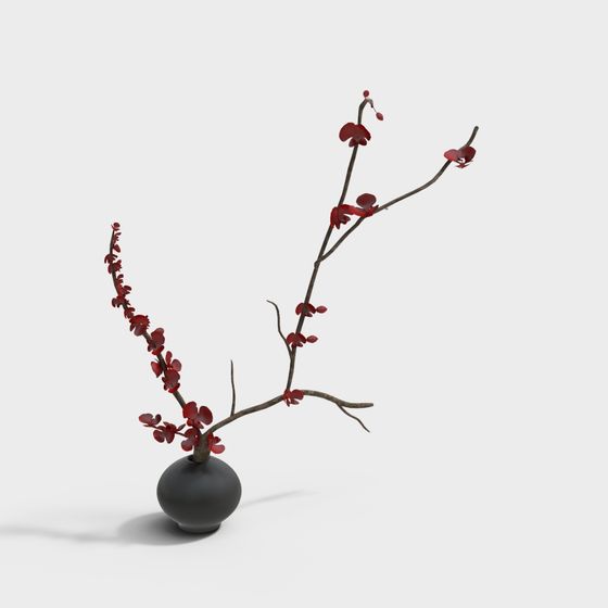 Winter Red Plum Blossom 3D model for Creative Projects