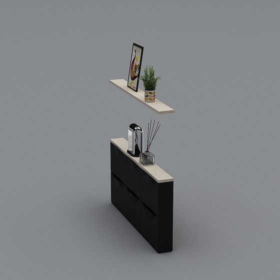Sleek Floating Cabinet 3D model for Modern Interiors