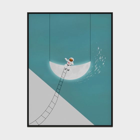 Low Poly Astronaut Climbing on Moon 3D model