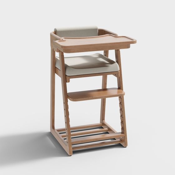 Stylish Baby High Chair 3D model for Modern Interiors