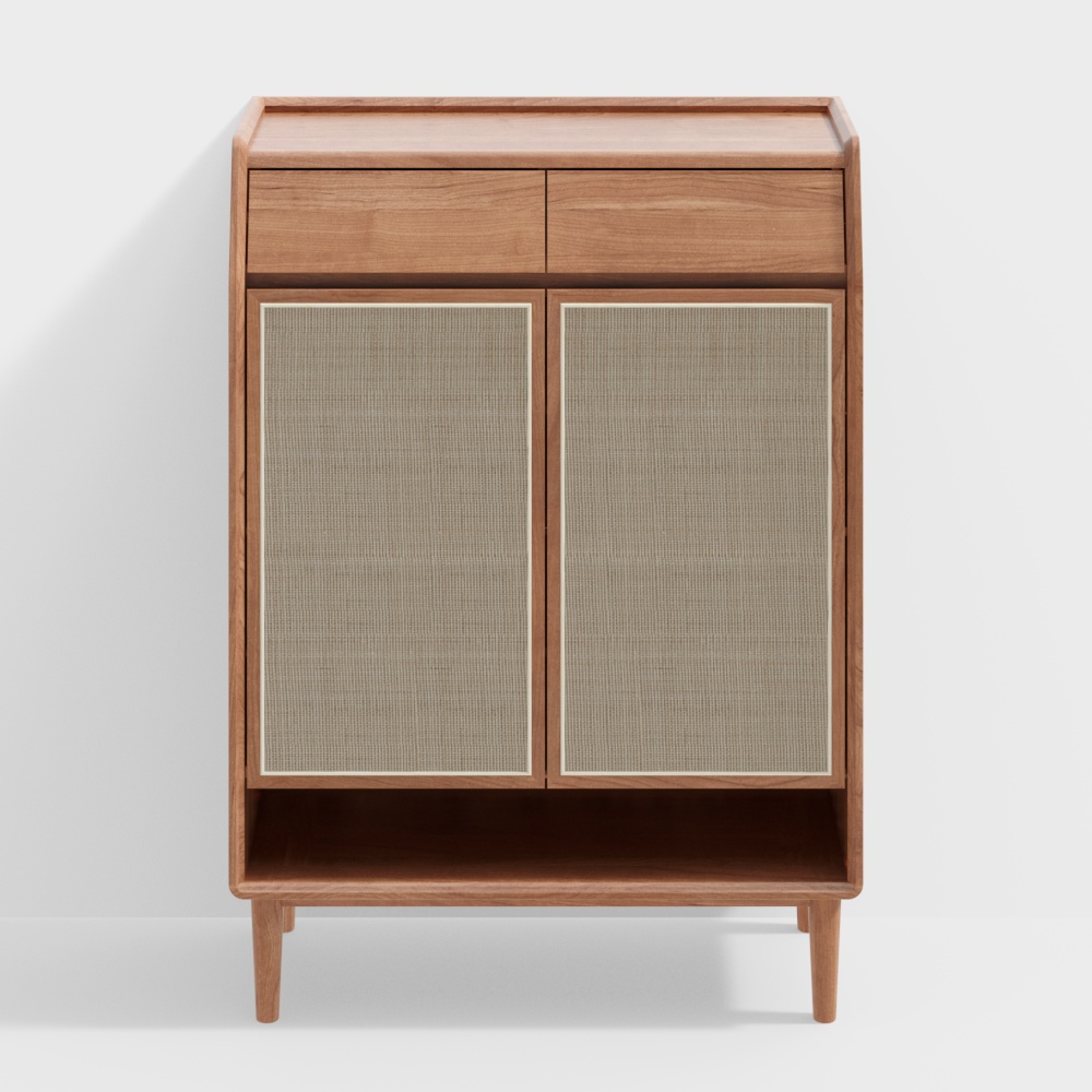 Stylish Low-Polygon Furniture Cabinet 3D Model – Wood Finish