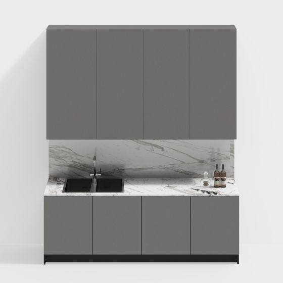 Elegant Low-Poly Kitchen Cabinet Door 3D model