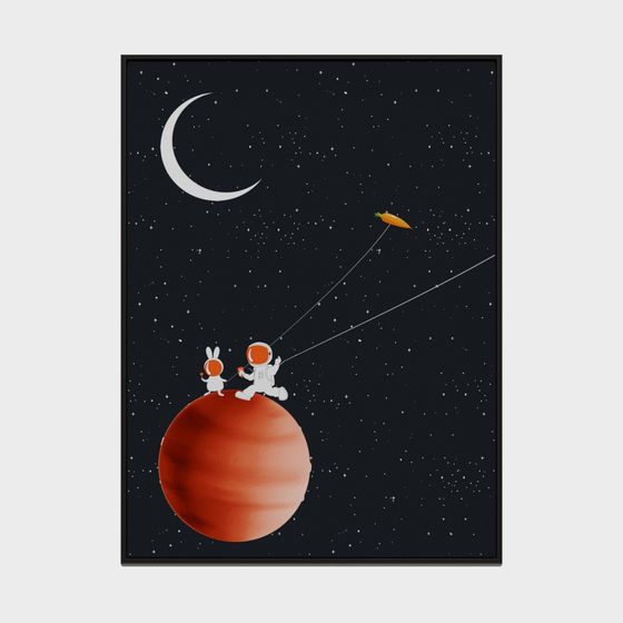 Whimsical Astronaut and Bunny 3D Model