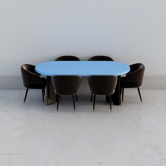 Elegant Oval Dining Table 3D model