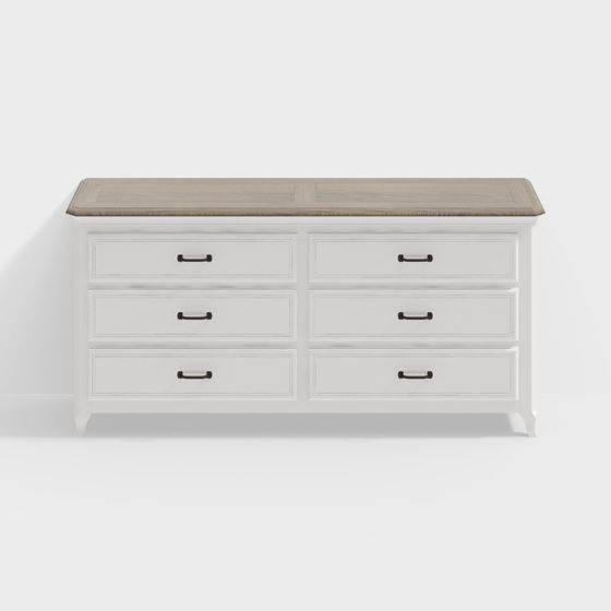 Elegant Low-Poly 6-Drawer Cabinet 3D model