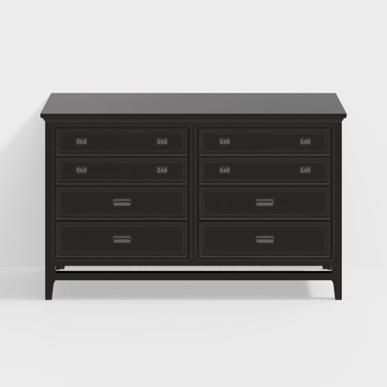 Classic Black 6-Drawer Dresser 3D model