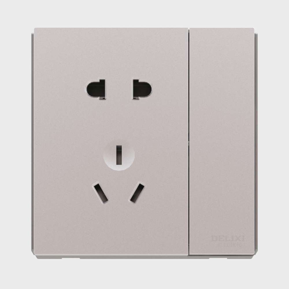 Công tắc điện Delixi CD885 dòng màu xếp chồng - ổ cắm một mở năm lỗ - Junling nâu