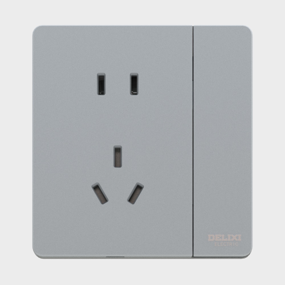 Delixi Electric DE898 Yucai series - switch socket 1K5K - volcanic ash
