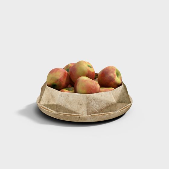 Charming Low-Poly Paper Bag Fruit Basket 3D model