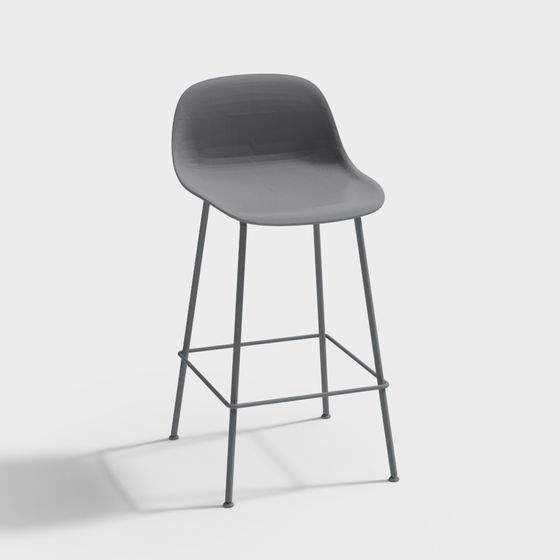 Tabouret en Fibre avec Base Tubulaire et Dossier H65