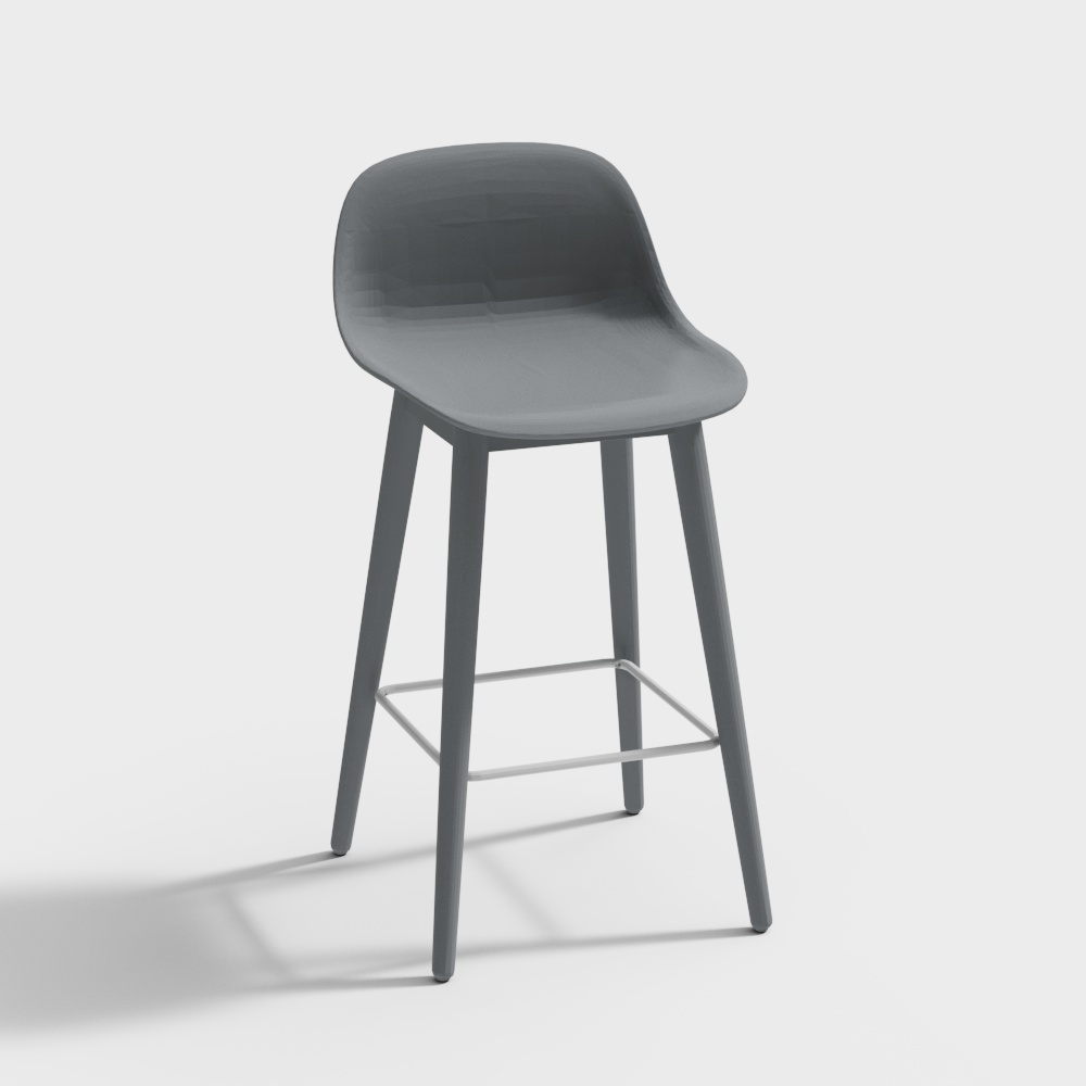 ファイバーバースツール木製バックH65