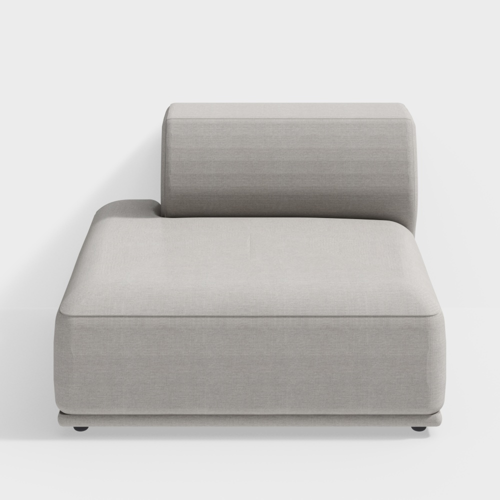 Low Polygon Realistic Sofa 3D Model – Gray Fabric Design