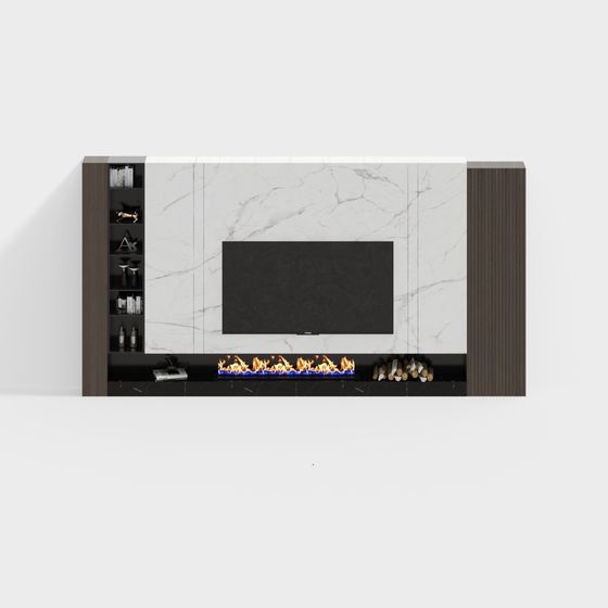 Rock Slab TV Background Wall 3D Model